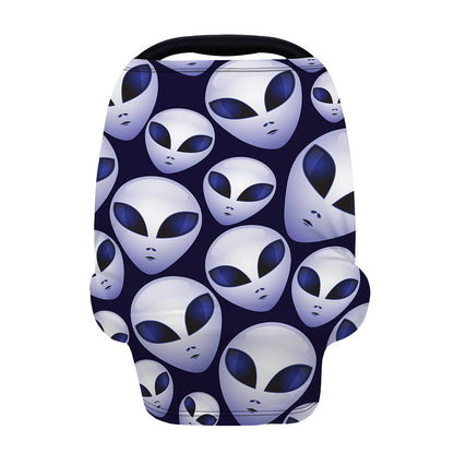 Grey Alien Face Pattern Print Baby Seat Cover