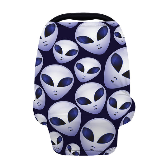 Grey Alien Face Pattern Print Baby Seat Cover
