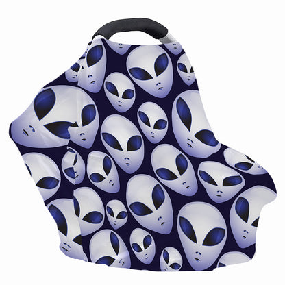 Grey Alien Face Pattern Print Baby Seat Cover