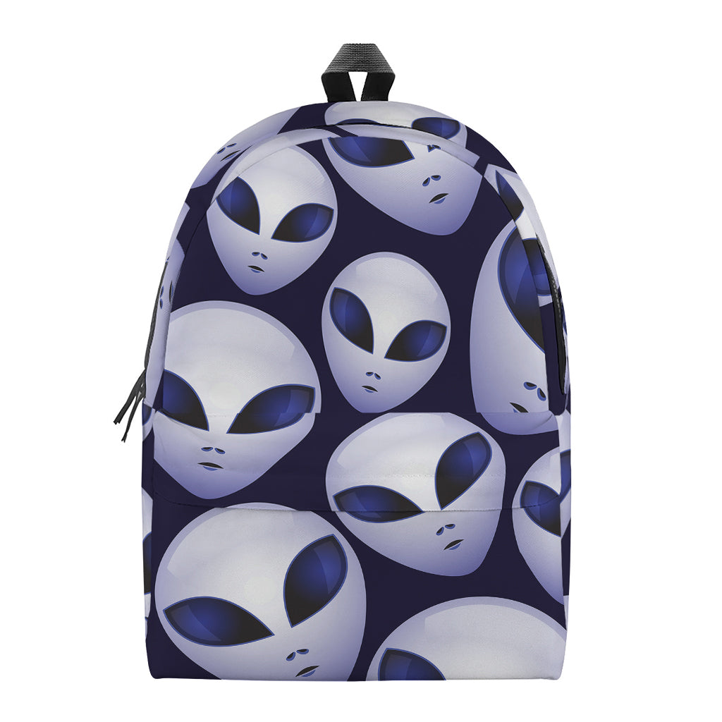 Grey Alien Face Pattern Print Backpack