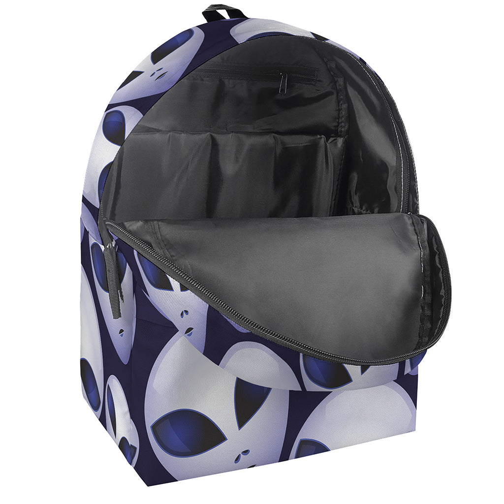Grey Alien Face Pattern Print Backpack