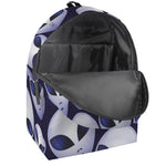 Grey Alien Face Pattern Print Backpack