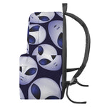 Grey Alien Face Pattern Print Backpack