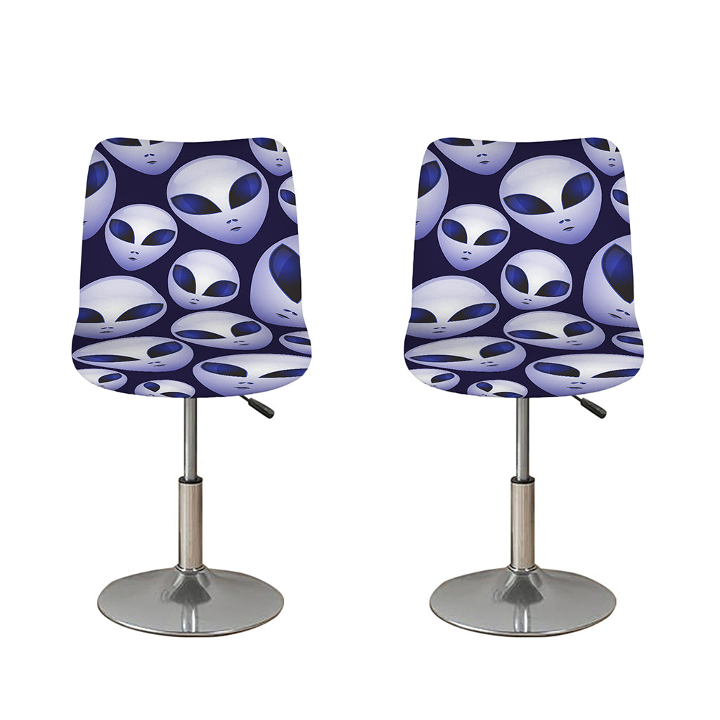 Grey Alien Face Pattern Print Bar Stool Covers