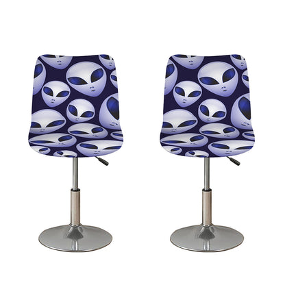 Grey Alien Face Pattern Print Bar Stool Covers