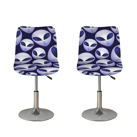 Grey Alien Face Pattern Print Bar Stool Covers