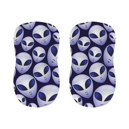 Grey Alien Face Pattern Print Bar Stool Covers
