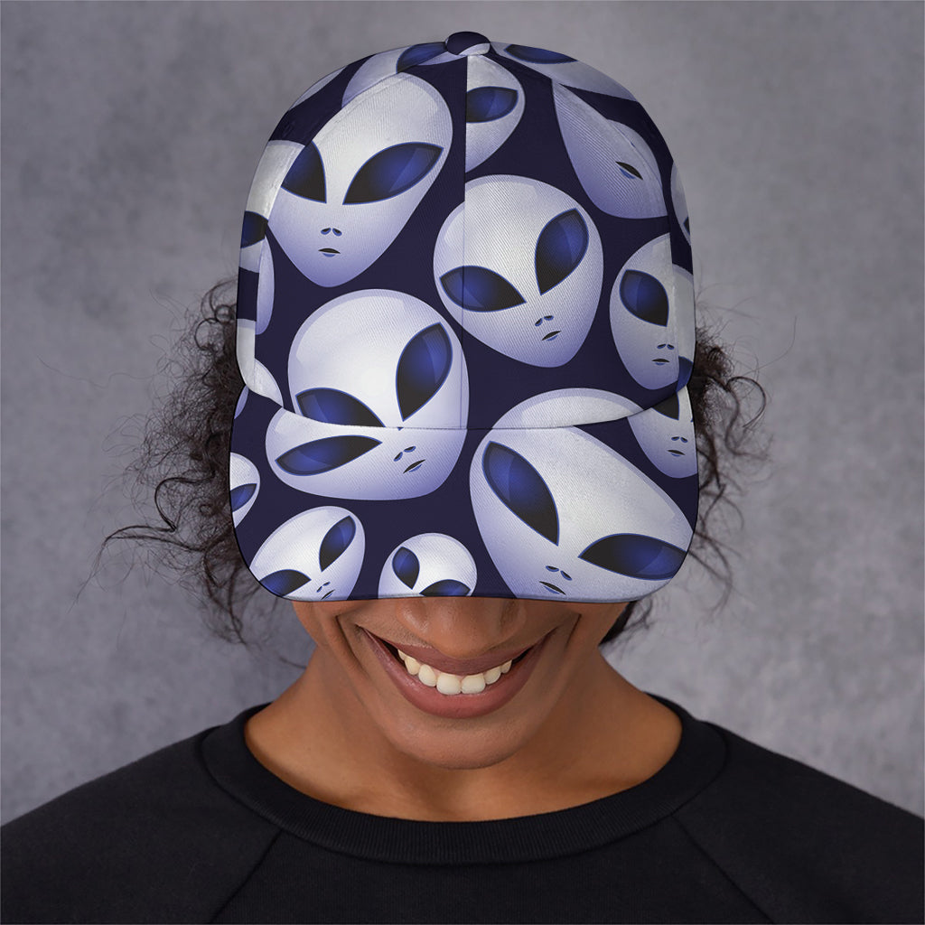 Grey Alien Face Pattern Print Baseball Cap