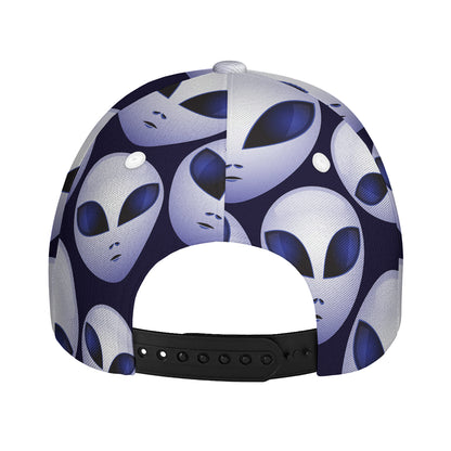 Grey Alien Face Pattern Print Baseball Cap