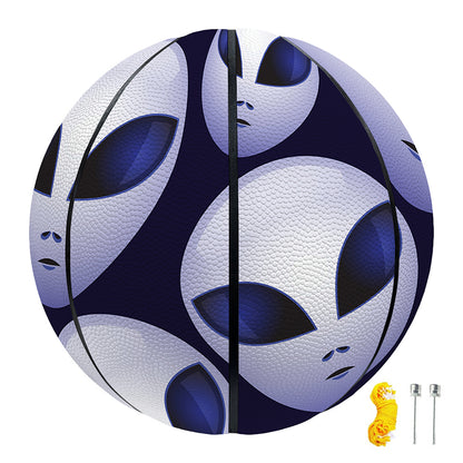 Grey Alien Face Pattern Print Basketball
