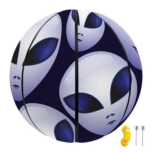 Grey Alien Face Pattern Print Basketball