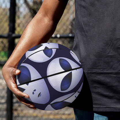 Grey Alien Face Pattern Print Basketball