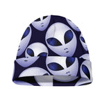 Grey Alien Face Pattern Print Beanie