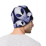 Grey Alien Face Pattern Print Beanie