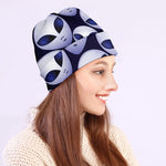 Grey Alien Face Pattern Print Beanie