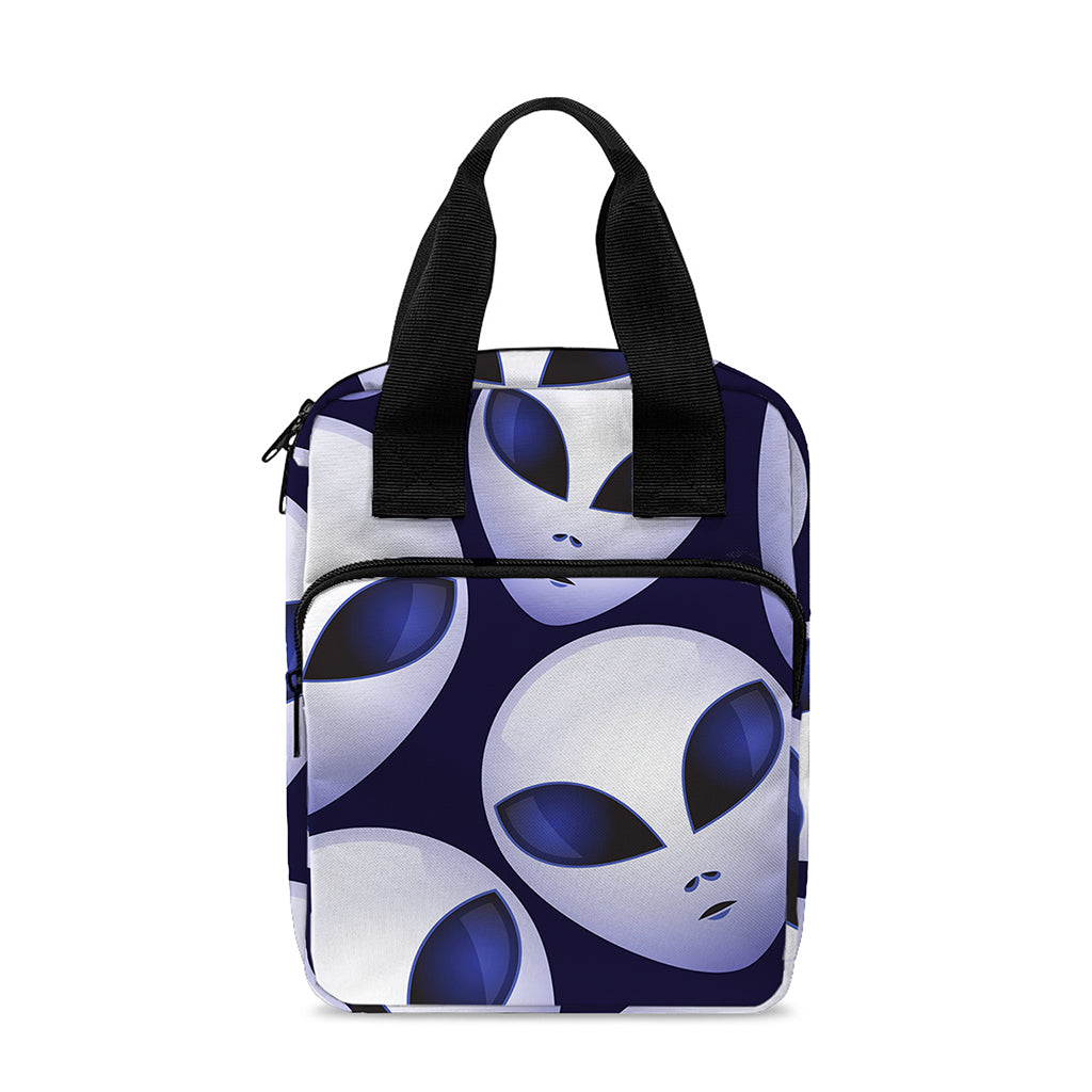 Grey Alien Face Pattern Print Bible Tote Bag