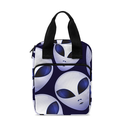 Grey Alien Face Pattern Print Bible Tote Bag