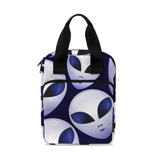 Grey Alien Face Pattern Print Bible Tote Bag