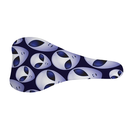 Grey Alien Face Pattern Print Bicycle Seat Cover