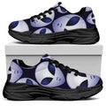 Grey Alien Face Pattern Print Black Chunky Shoes