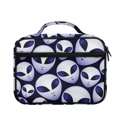 Grey Alien Face Pattern Print Briefcase Bible Bag