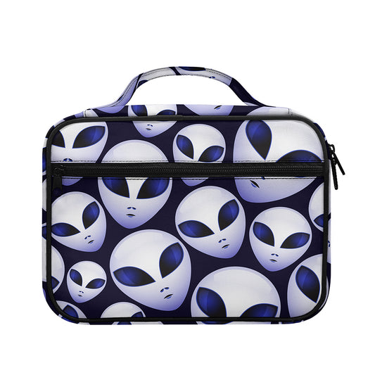 Grey Alien Face Pattern Print Briefcase Bible Bag