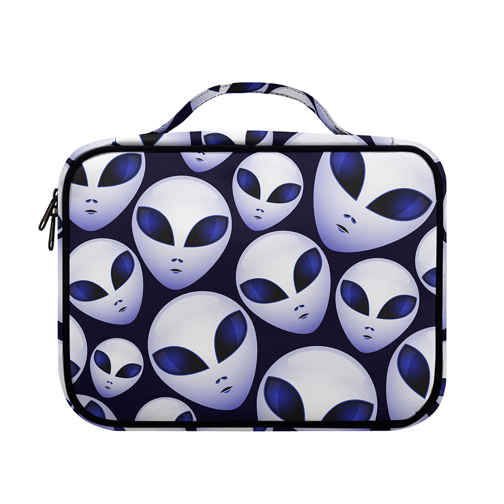 Grey Alien Face Pattern Print Briefcase Bible Bag