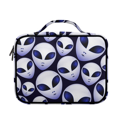Grey Alien Face Pattern Print Briefcase Bible Bag