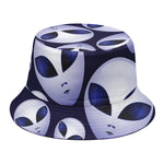 Grey Alien Face Pattern Print Bucket Hat