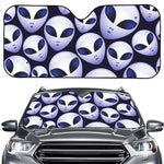 Grey Alien Face Pattern Print Car Windshield Sun Shade