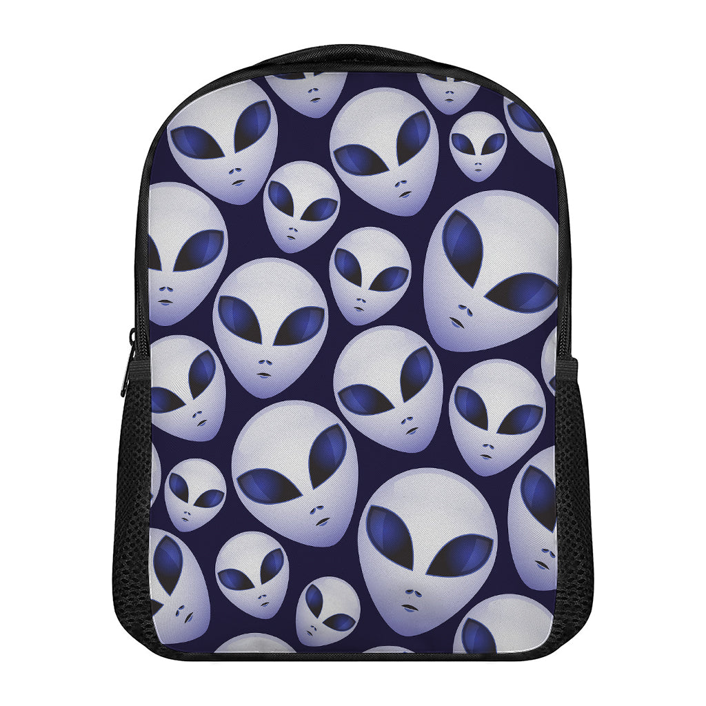 Grey Alien Face Pattern Print Casual Backpack