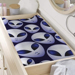 Grey Alien Face Pattern Print Changing Pad Cover