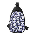 Grey Alien Face Pattern Print Sling Bag