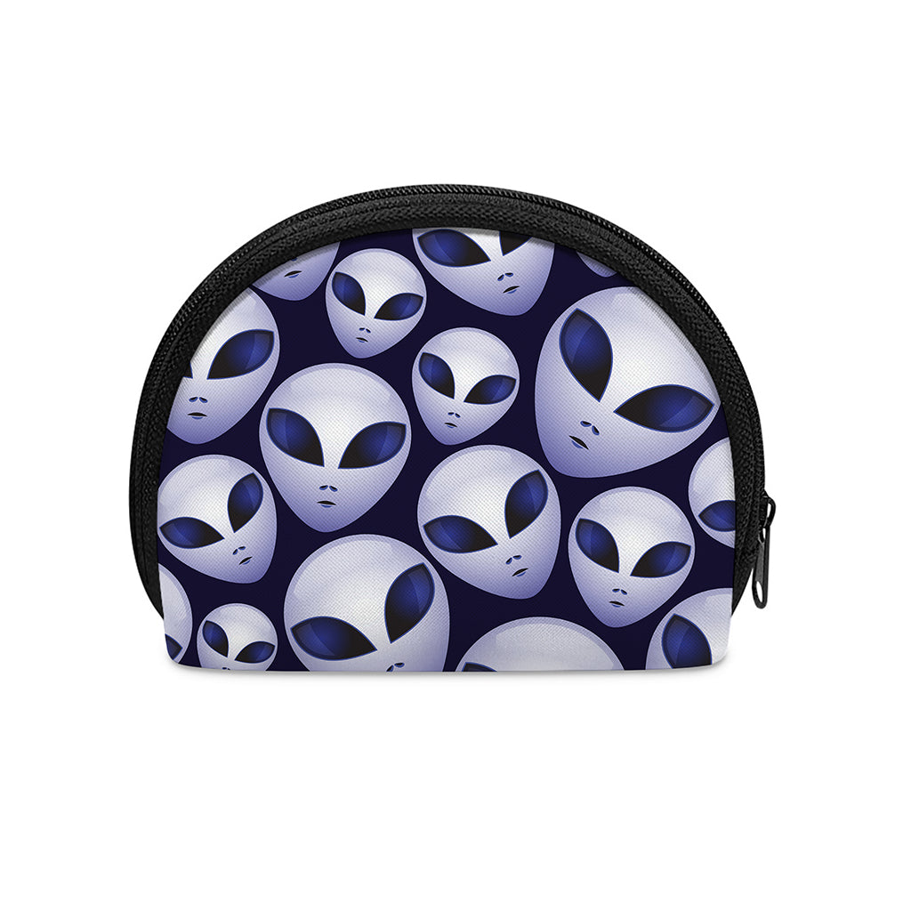 Grey Alien Face Pattern Print Coin Purse