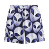 Grey Alien Face Pattern Print Cotton Shorts