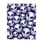 Grey Alien Face Pattern Print Curtain