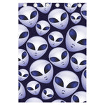 Grey Alien Face Pattern Print Curtain