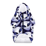 Grey Alien Face Pattern Print Dog Zip Up Hoodie