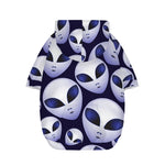 Grey Alien Face Pattern Print Dog Zip Up Hoodie