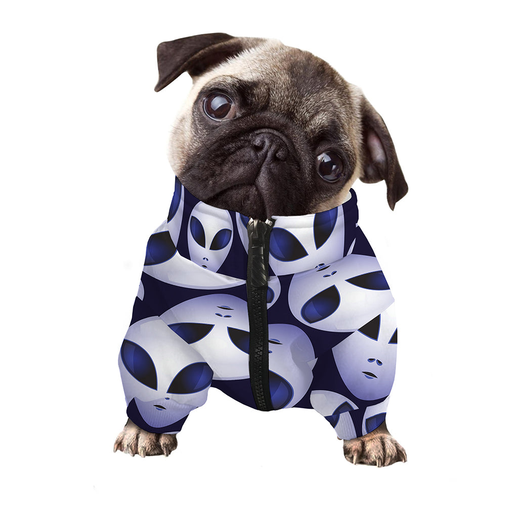 Grey Alien Face Pattern Print Dog Zip Up Jacket