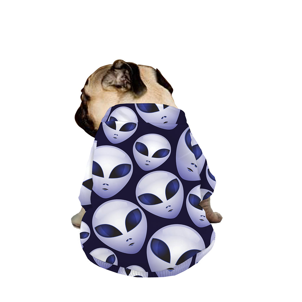 Grey Alien Face Pattern Print Dog Zip Up Jacket