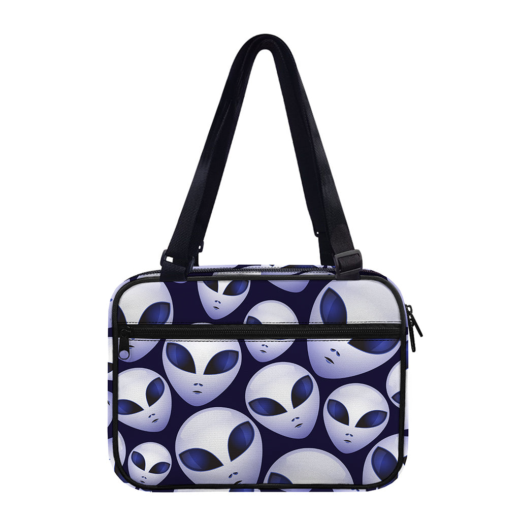 Grey Alien Face Pattern Print Double Strap Bible Bag