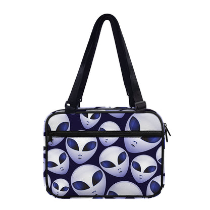 Grey Alien Face Pattern Print Double Strap Bible Bag