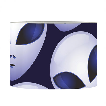 Grey Alien Face Pattern Print Drum Lamp Shade