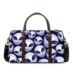 Grey Alien Face Pattern Print Duffle Bag
