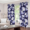 Grey Alien Face Pattern Print Extra Wide Grommet Curtains