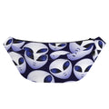 Grey Alien Face Pattern Print Fanny Pack
