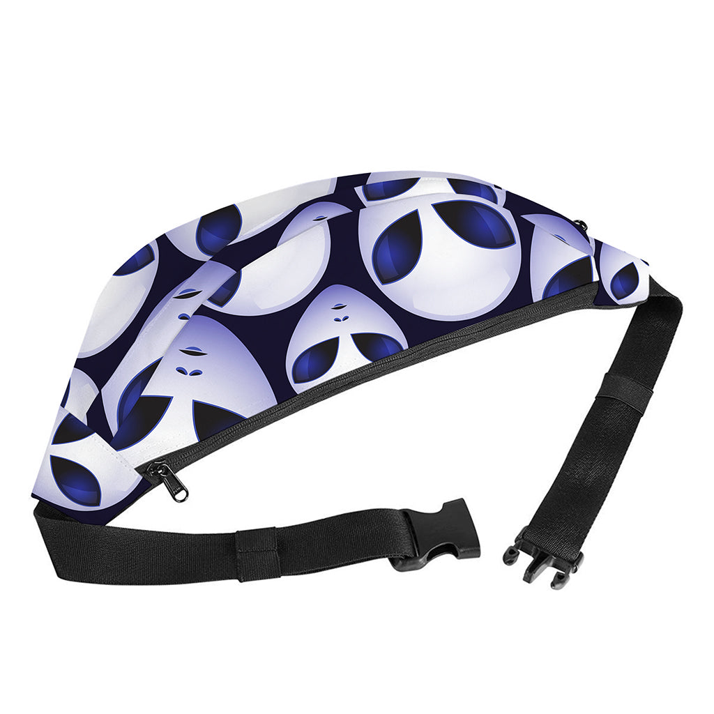 Grey Alien Face Pattern Print Fanny Pack