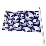 Grey Alien Face Pattern Print Flag