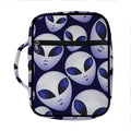 Grey Alien Face Pattern Print Front Pocket Bible Bag